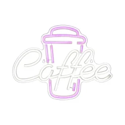 STAR TRADING Coffee LED-væglampe, pink/hvid, plexiglas, 40 x 30 cm USB