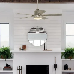 Colerne 52 LED-loftventilator, nikkel/hvid valnød^KICHLER Hot