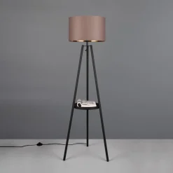 Colette gulvlampe, trebenet fod, sort/gråbrun^Reality Leuchten Online