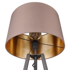 Colette gulvlampe, trebenet fod, sort/gråbrun^Reality Leuchten Online