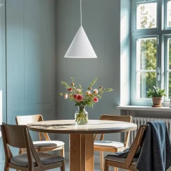 TK Lighting Pendellamper|Pendellamper>Cono pendel, hvid, Ø 25 cm, stål, enkelt lys