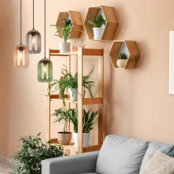 Trio Lighting Cork hængelampe, flerfarvet, Ø 30 cm, 3 lyskilder, glas/kork