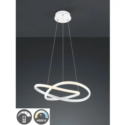Reality Leuchten Pendellamper>Course LED-pendel, mat hvid, 4.000 K, Ø 60 cm, metal
