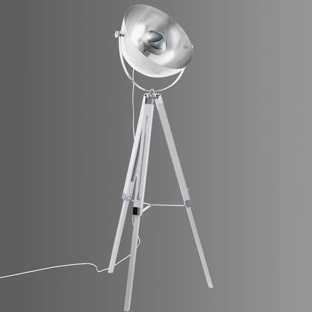 Covaleda gulvlampe med trefod, hvid, sølv^EGLO Outlet