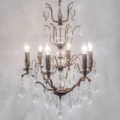 Cristallo lysekrone, 6 lyskilder i antik guld-brun^Holländer Best