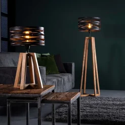 Zijlstra Crossround-bordlampe med trefod i træ