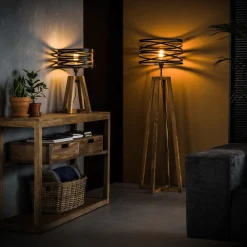 Zijlstra Crossround-bordlampe med trefod i træ