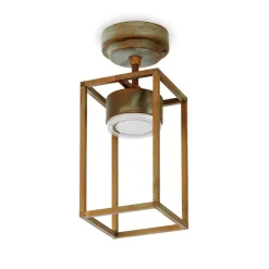 Moretti Luce Cubic 3373 LED udendørs loftlampe, messing/opal