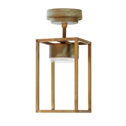 Moretti Luce Cubic 3373 LED udendørs loftlampe, messing/opal