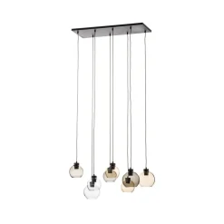 TK Lighting Cubus hængelampe, 85 cm, 8 lyskilder, klar/honning/brun, glas