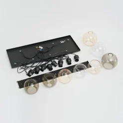 TK Lighting Cubus hængelampe, 85 cm, 8 lyskilder, klar/honning/brun, glas