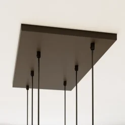 TK Lighting Cubus hængelampe, 74 cm, 6 lyskilder, klar/honning/brun, glas