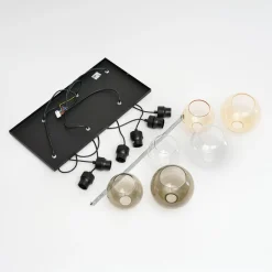 TK Lighting Cubus hængelampe, 74 cm, 6 lyskilder, klar/honning/brun, glas