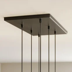 Cubus hængelampe, røggrå, glas, 74 cm lang, 6 lyskilder^TK Lighting