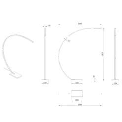 Lucide Curve buelampe, sort, marmor, 192 cm, dæmpbar