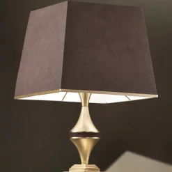 Masiero Darshan gulvlampe med brunt læderovertræk