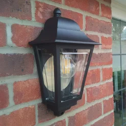 Elstead Deco Lane udendørs væglampe, sort, lygte, aluminium, IP44