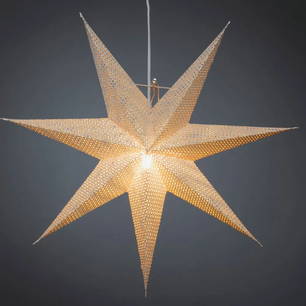 Konstsmide Christmas Julepynt|Julestjerner>Dekostjerne af hvidt papir, hulmønster, 7 takker