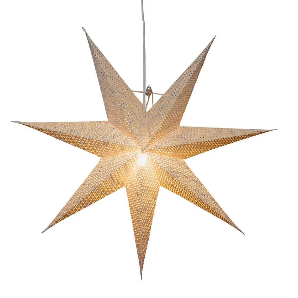 Konstsmide Christmas Julepynt|Julestjerner>Dekostjerne af hvidt papir, hulmønster, 7 takker