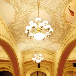 Delia lysekrone, messingfarvet Ø 100 cm, 16-lys, glas^ORION Online