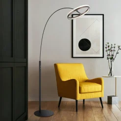 Della LED-gulvlampe, højde 190 cm, sort/mørkegrå, metal^Globo Sale