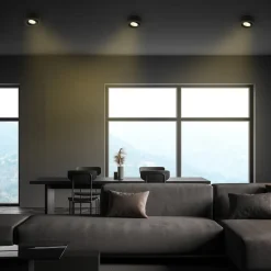 Briloner Desi indbygningslampe, sort, Ø9cm, tænd/sluk, 3000K