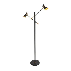 Diablo LED-gulvlampe, sort/guld, metal, justerbar^Searchlight