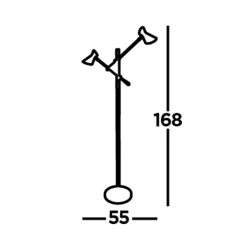 Diablo LED-gulvlampe, sort/guld, metal, justerbar^Searchlight