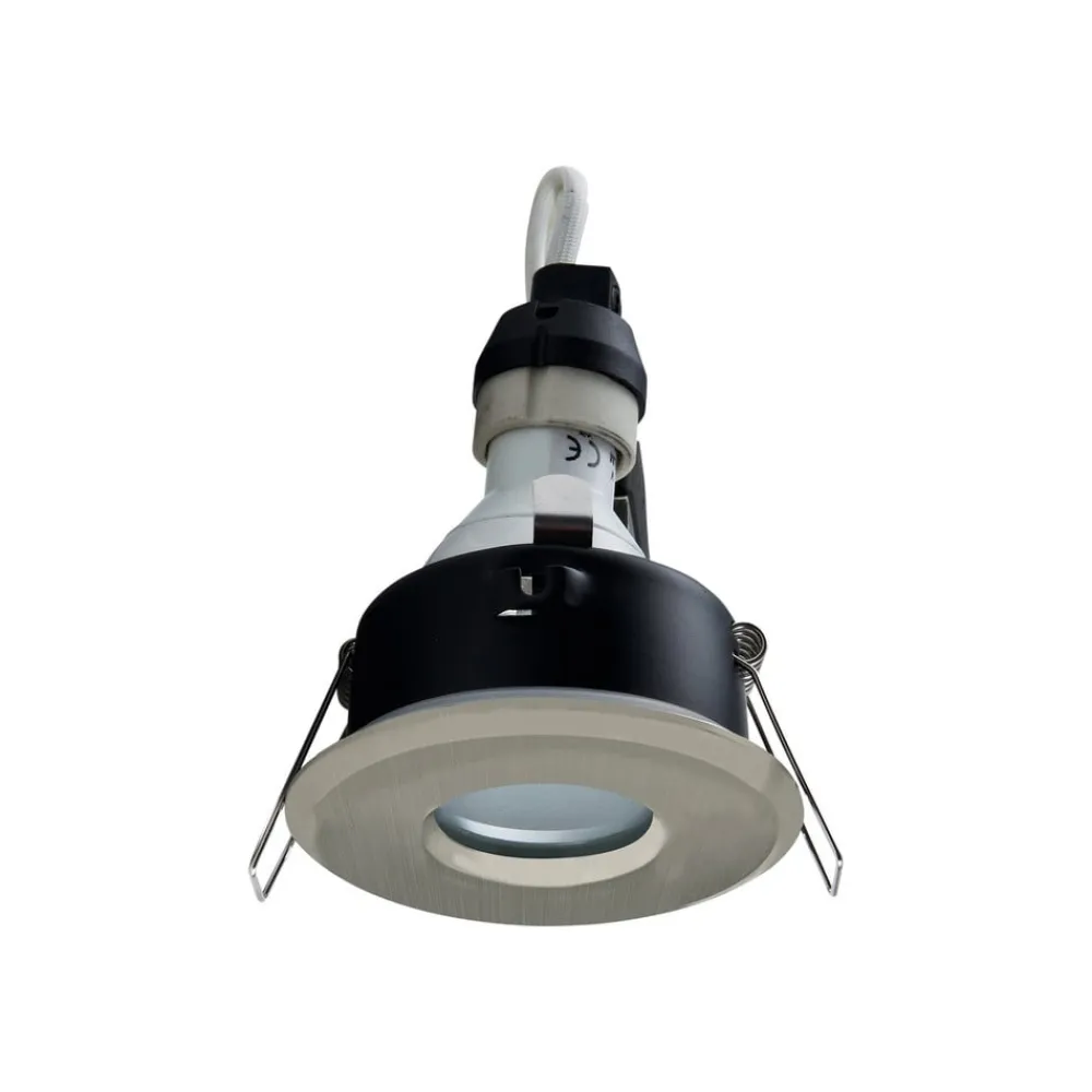 Heitronic DL7001 indbygningsspot, højvolt, børstet jern