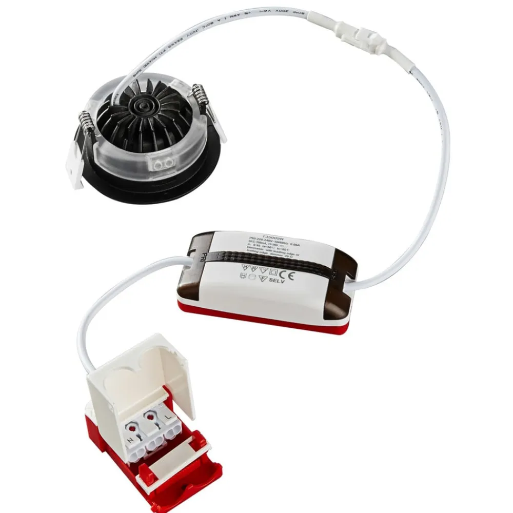 Heitronic DL6809 LED-downlight, rundt, sort