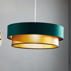 Maco Design Pendellamper>Dorina hængelampe, grøn/guld Ø 60cm