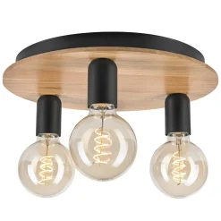 Dusty loftlampe, bøgetræ, sort, Ø 33 cm, 3 lyskilder^Lamkur Lighting Discount
