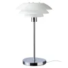 Dyberg Larsen DL31 bordlampe, glasskærm, krom