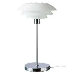 Dyberg Larsen DL31 bordlampe, glasskærm, krom
