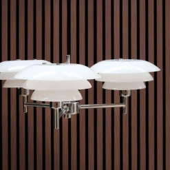 Dyberg Larsen Lysekroner>lysekrone DL20, opal/krom, Ø 50 cm, 3 lyskilder.