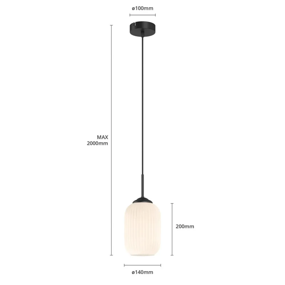 Dyberg Larsen Riflet pendellampe i glas, Ø 14 cm