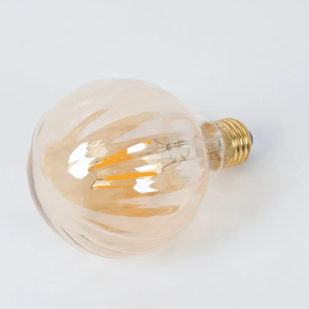 Lucande E27 3,8 W LED G95 2.700 K 340lm riller, rav, 2 stk