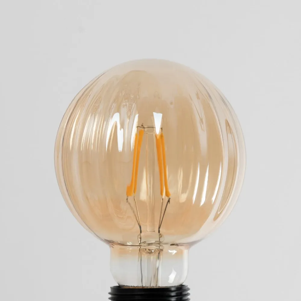 Lucande E27 3,8 W LED G95 2.700 K 340lm riller, rav, 5 stk