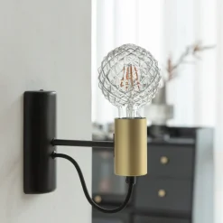 Lucande Filament Pære>E27 3,8 W LED-pære G95 918 struktur, røg, 2 stk