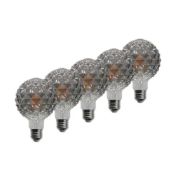 Lucande Dæmpbar Led-Pære|Filament Pære>E27 3,8 W LED-pære G95 918 struktur, røg, 5 stk