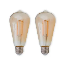 E27 rustik LED-pære 6 W 500lm rav 1.800 K, 2 stk^Lindby Outlet