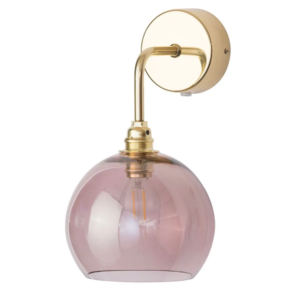 EBB & FLOW Rowan væglampe guld, skærm rosé-brun