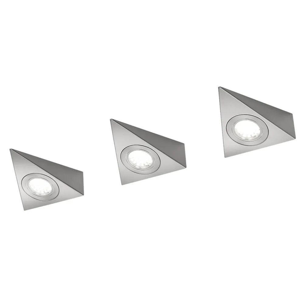 Trio Lighting Ecco LED-underskabsbelysning, sæt med 3, nikkel