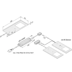 Hera Eco-Pad F LED-underskabsbelysning, 2, 4.000 K, alu