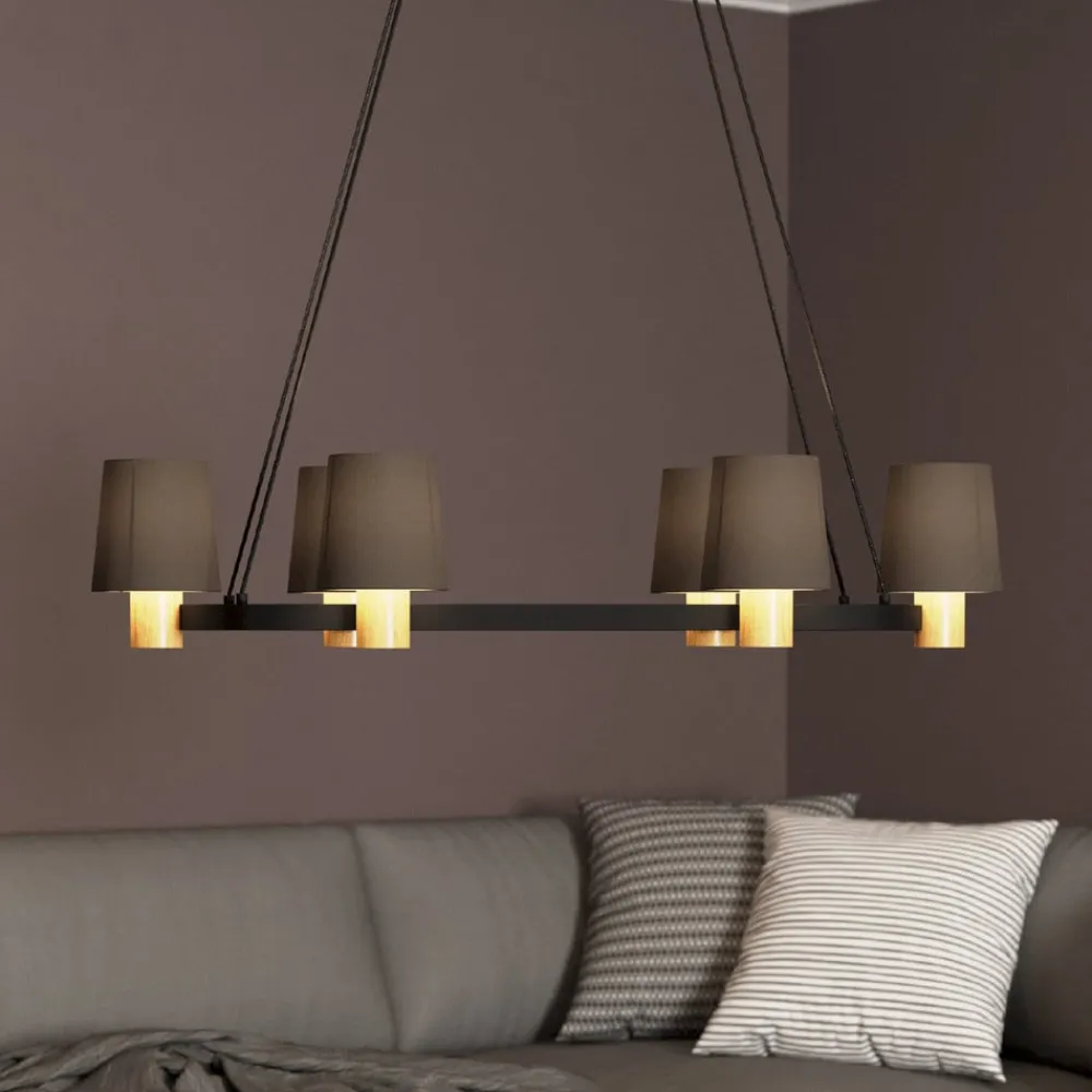 Edale lysekrone, 6xstofskærm, cappuccino, ovale^EGLO New