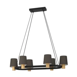 Edale lysekrone, 6xstofskærm, cappuccino, ovale^EGLO New