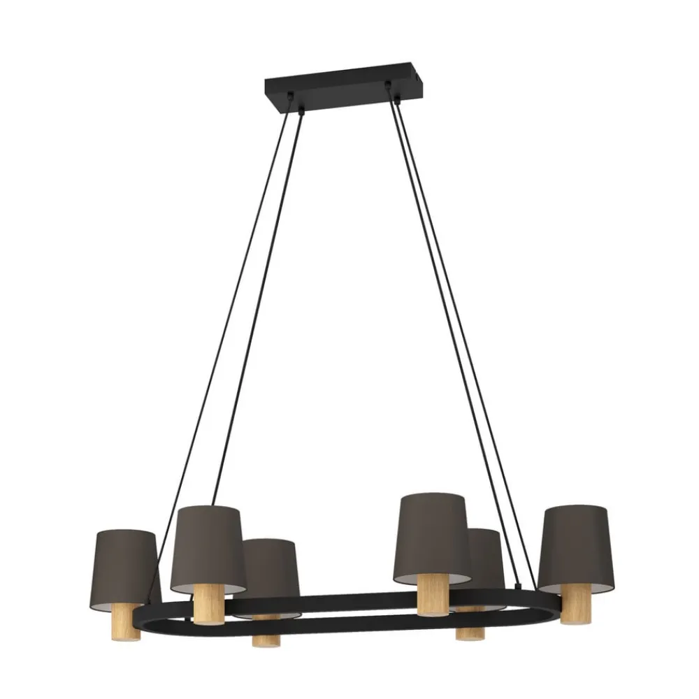 Edale lysekrone, 6xstofskærm, cappuccino, ovale^EGLO New