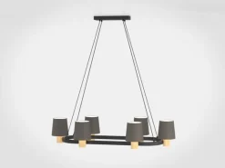 Edale lysekrone, 6xstofskærm, cappuccino, ovale^EGLO New