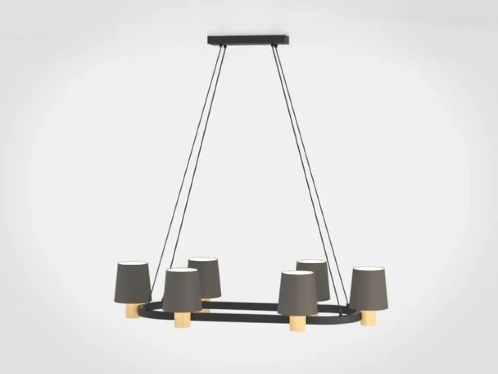 Edale lysekrone, 6xstofskærm, cappuccino, ovale^EGLO New