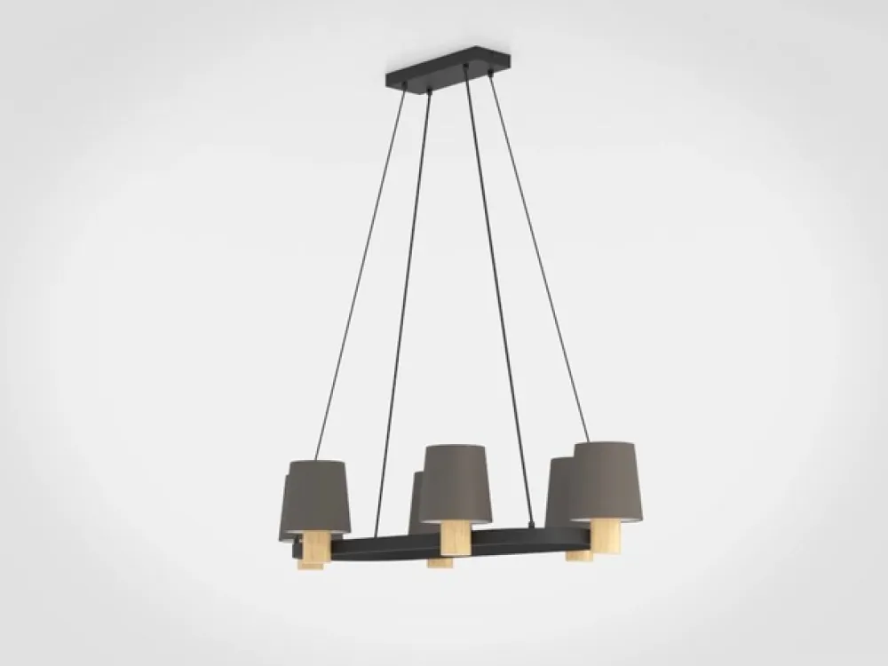 Edale lysekrone, 6xstofskærm, cappuccino, ovale^EGLO New